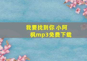 我要找到你 小阿枫mp3免费下载